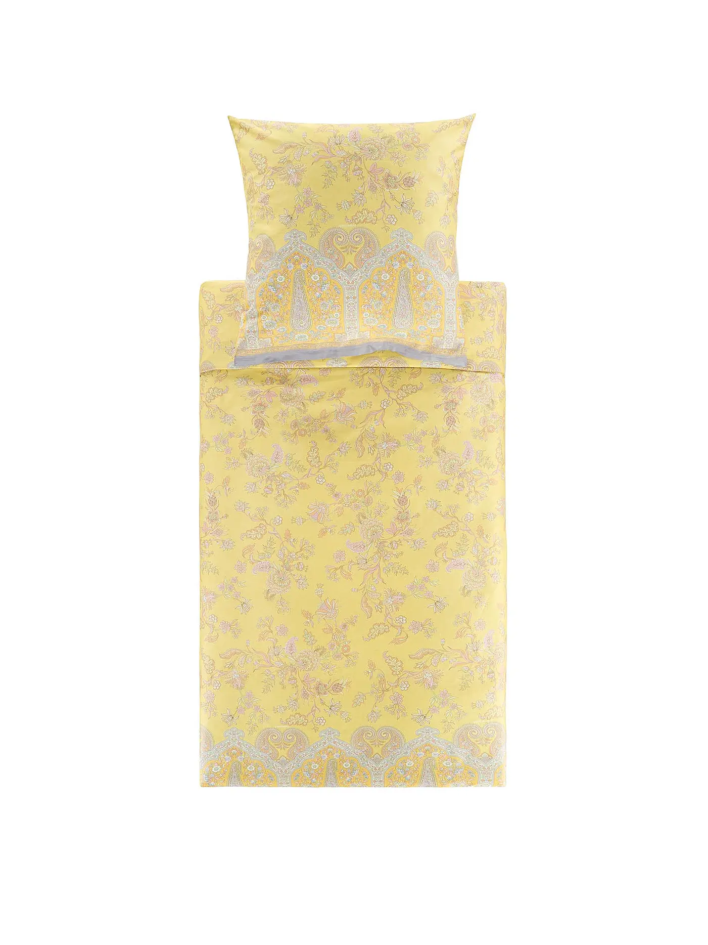 BASSETTI | Satin Bettwäsche INDIAN ROSES 70x90cm/140x200cm Beige | gelb